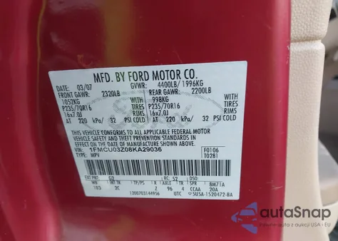 2008 Ford Escape Xlt z USA, uszkodzony, nr VIN 1FMCU03Z08KA29036